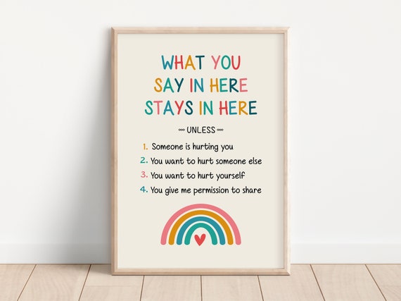 What You Say In Here Stays In Here Therapy Office Art Print