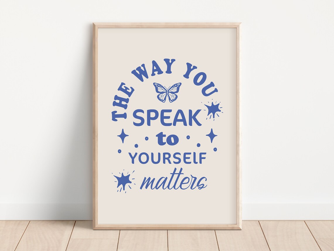 Positive Self Talk Retro Mental Health Art Print