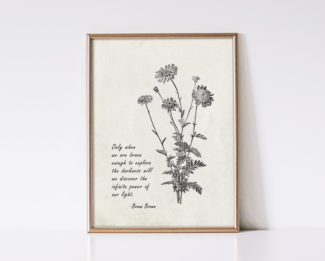Brene Brown Brave Enough Darkness Light Vintage Botanical Poster - Image 3