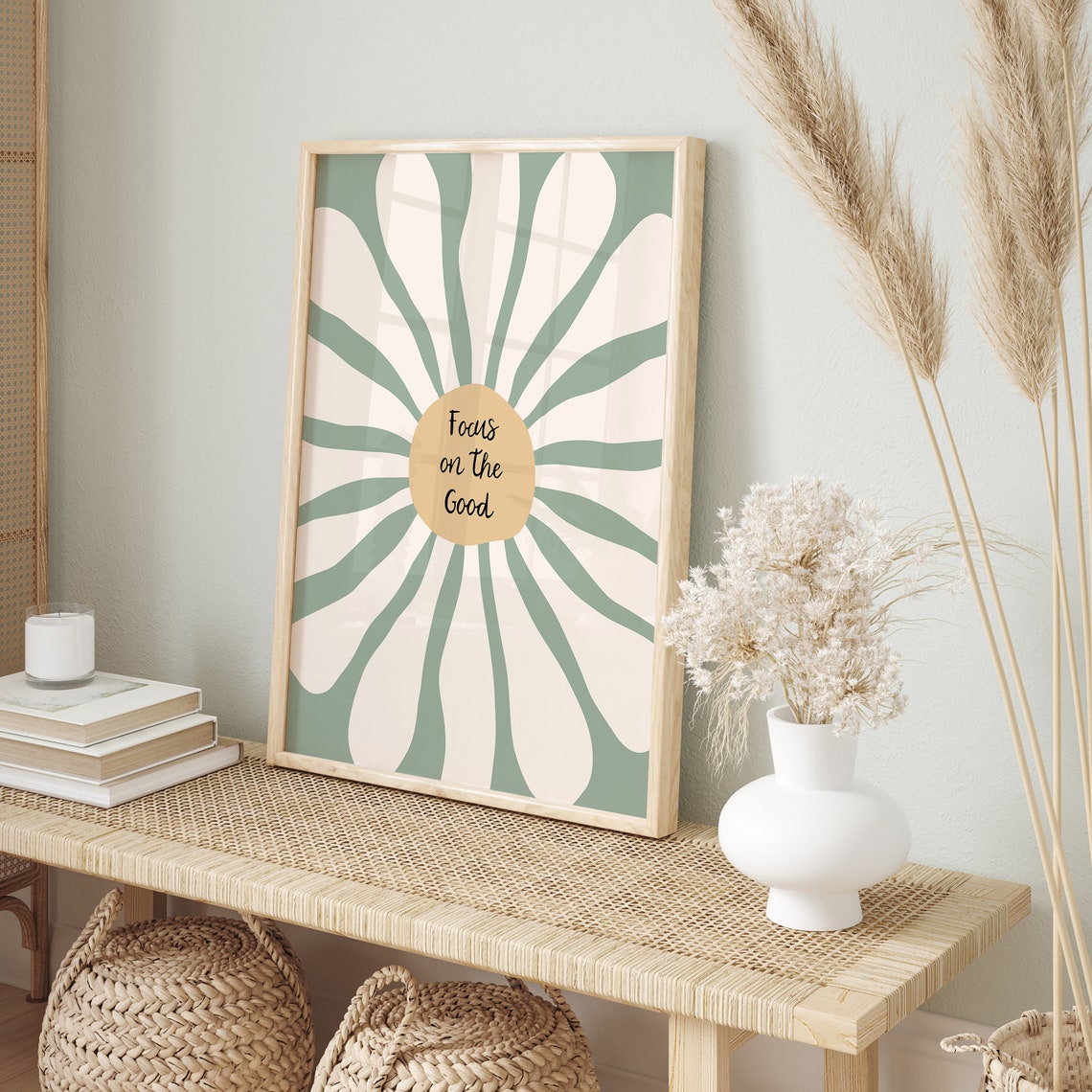 Focus On The Good Retro Flower Positivity Mental Health Poster - Image 2