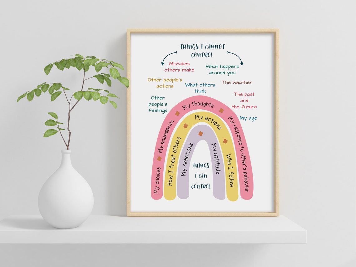 Things I Can Control Versus Cannot Control Boho Rainbow Poster - Image 2