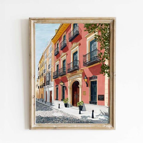 Seville Street Travel Poster, Spanish Architecture
