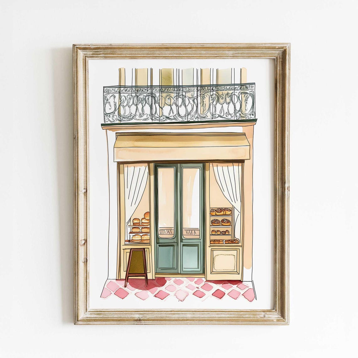 Paris Bakery Watercolor Patisserie Storefront French Art Poster
