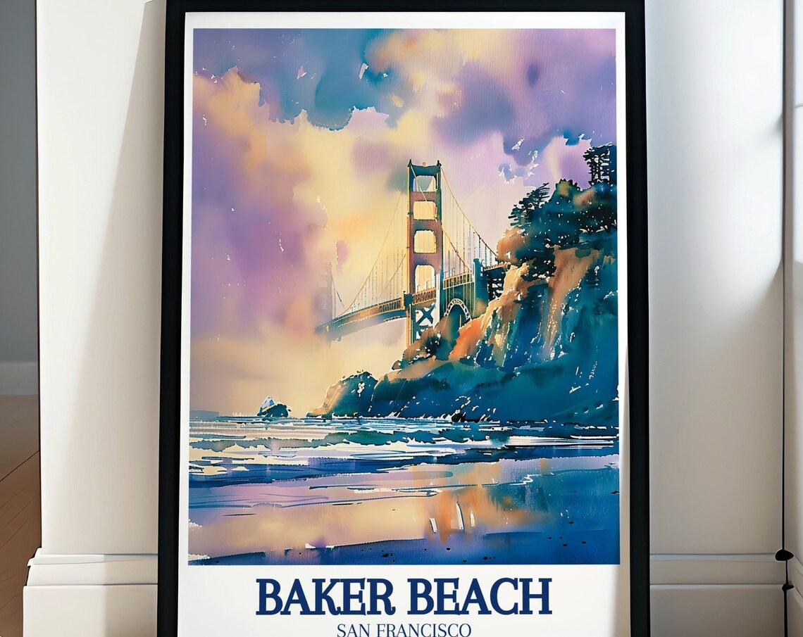 Baker Beach Golden Gate Bridge Poster San Francisco Watercolor