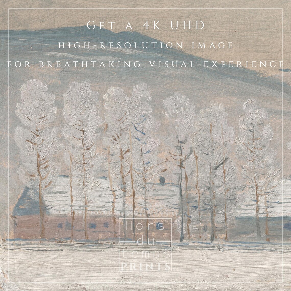 Snowy Hillside With Poplars And House Vintage Winter Painting Poster - Image 2