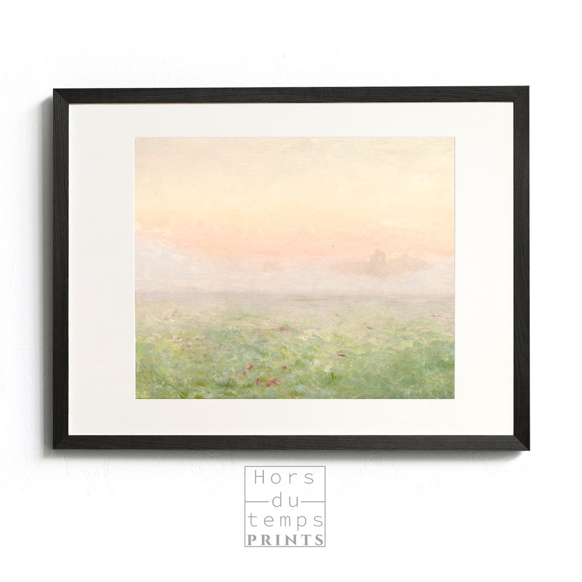 Misty Sunrise Meadow Soft Pastel Tones Vintage Landscape Poster - Image 2