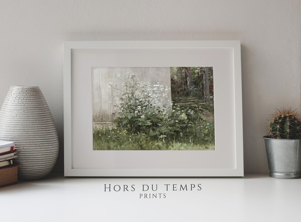 Cow Parsley Bloom White Wildflowers Vintage Botanical Oil Painting Poster - Image 3