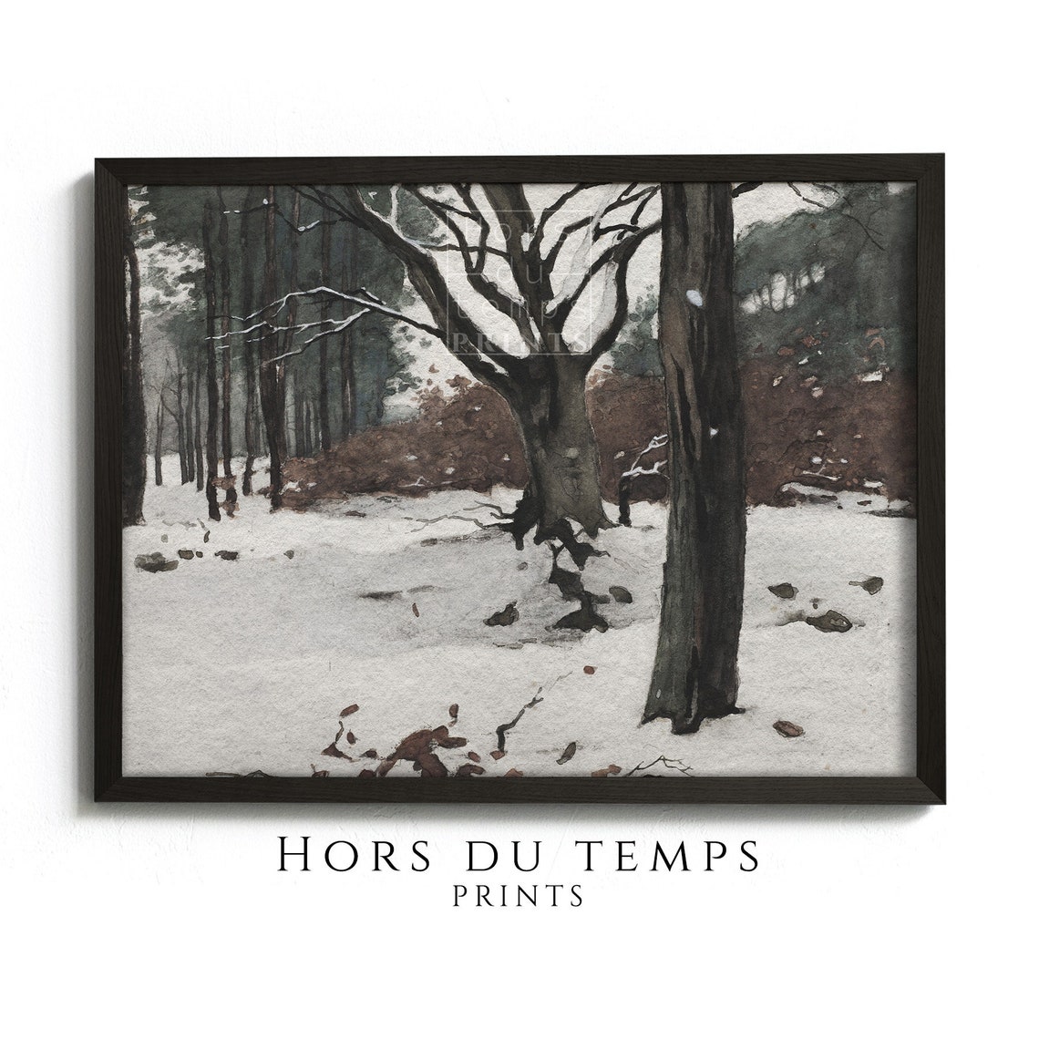 Snowy Forest With Bare Trees Winter Watercolor Painting Poster
