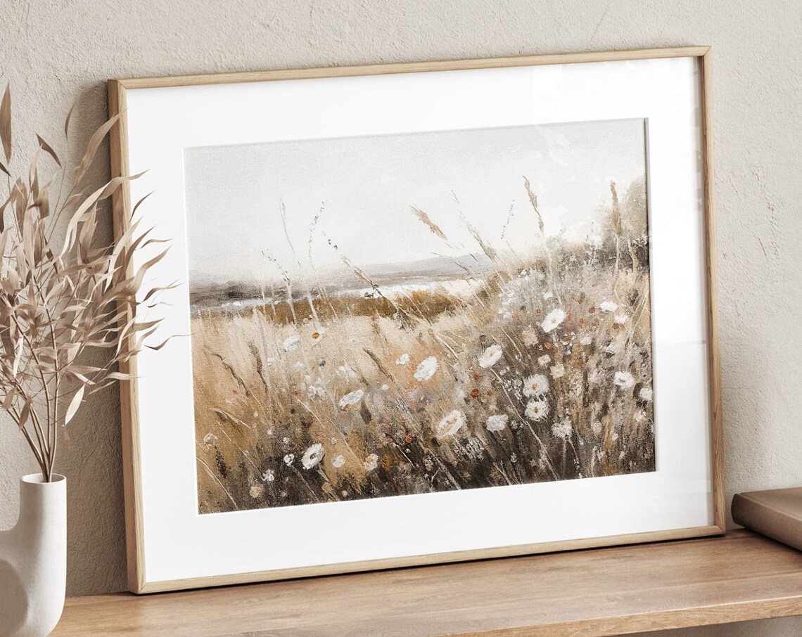 Wildflower Field Vintage Landscape Art Print, Autumn - Image 4