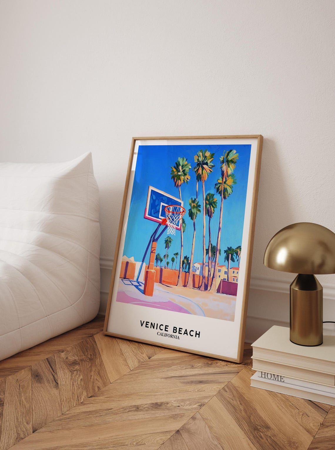 Venice Beach Basketball Court Colorful Pop Art Palm Trees Cali Poster