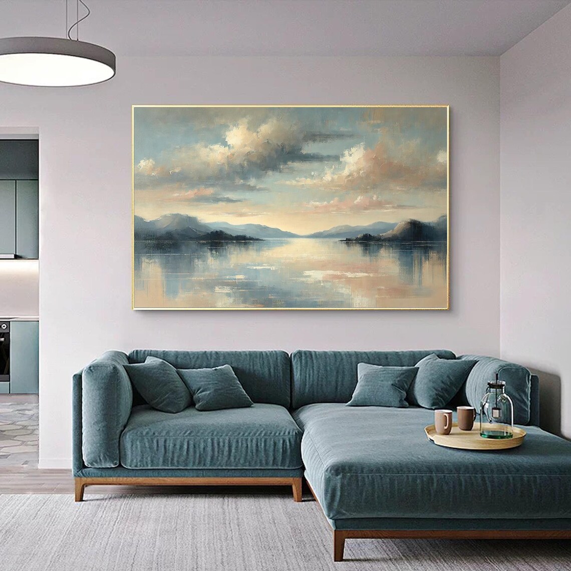 Abstract Lake Mountain, 3D Textured Landscape Painting - Image 2