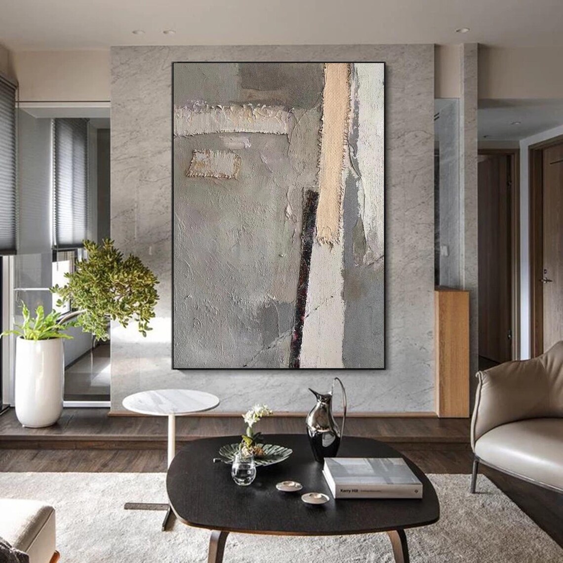 Scandinavian Style Abstract Vertical Painting - Image 4