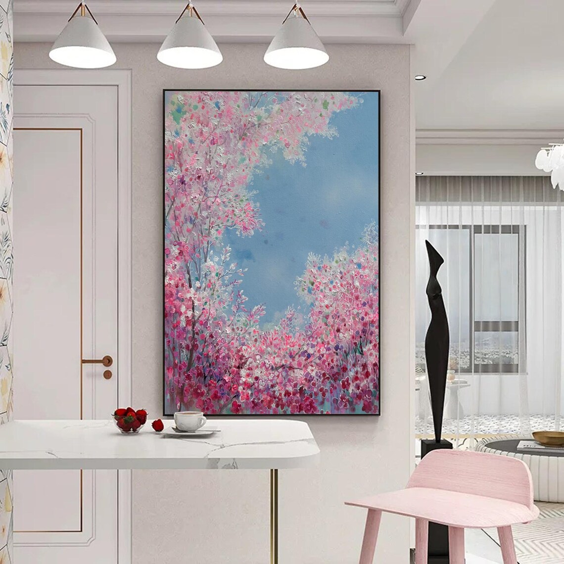 Cherry Blossom Modern Abstract Floral Wall Art - Image 3