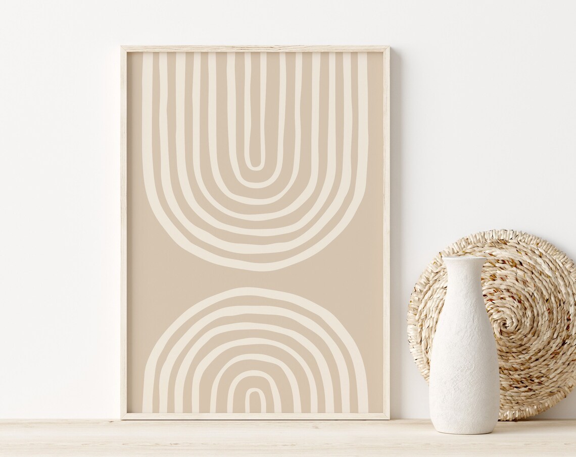 Neutral Beige Arches Art Print, Abstract Boho