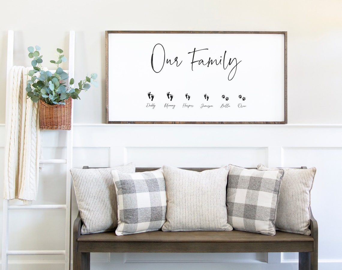 Family Sign Personalized Family Name Sign For Wall Family Names Sign Dog Sign Name Family Room Wall Art Our Family Sign