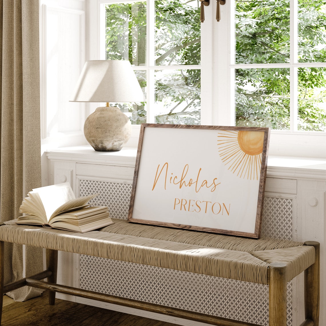 Nicholas Preston Golden Sun Personalized Nursery Name Poster