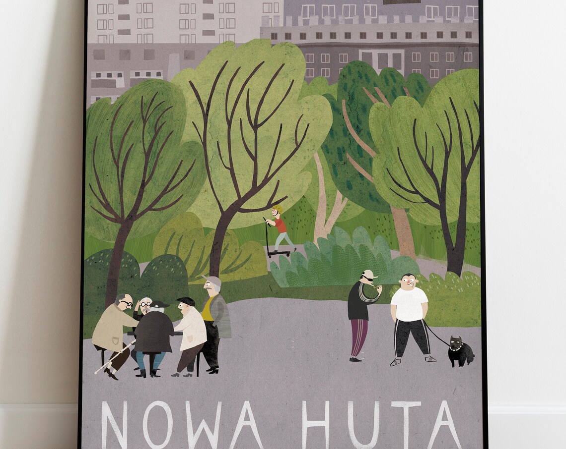 Nowa Huta, Krakow Poland Vintage Travel Poster - Image 2