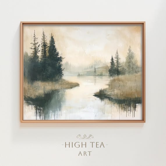 Vintage River Country Landscape Art Print
