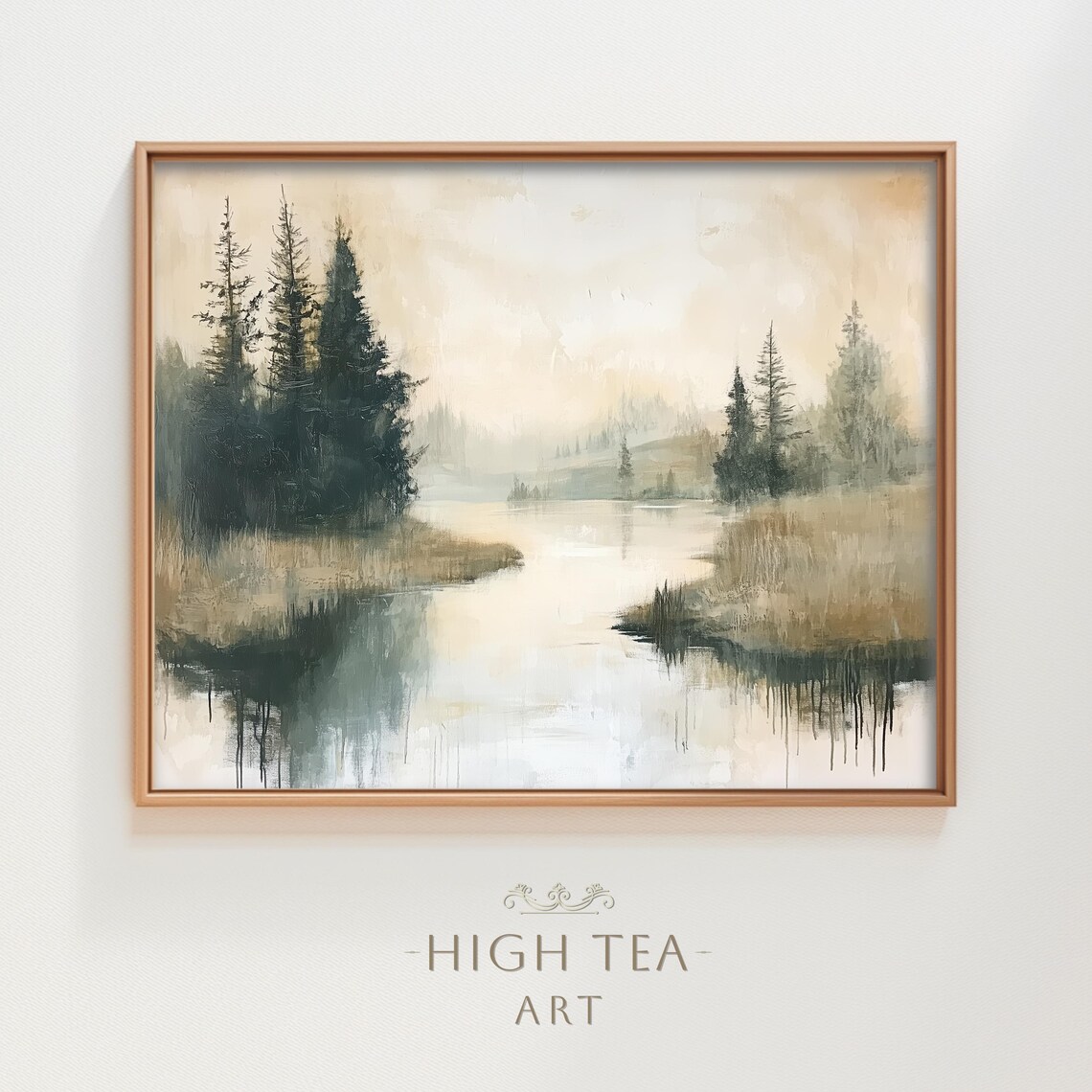 Vintage River Country Landscape Art Print