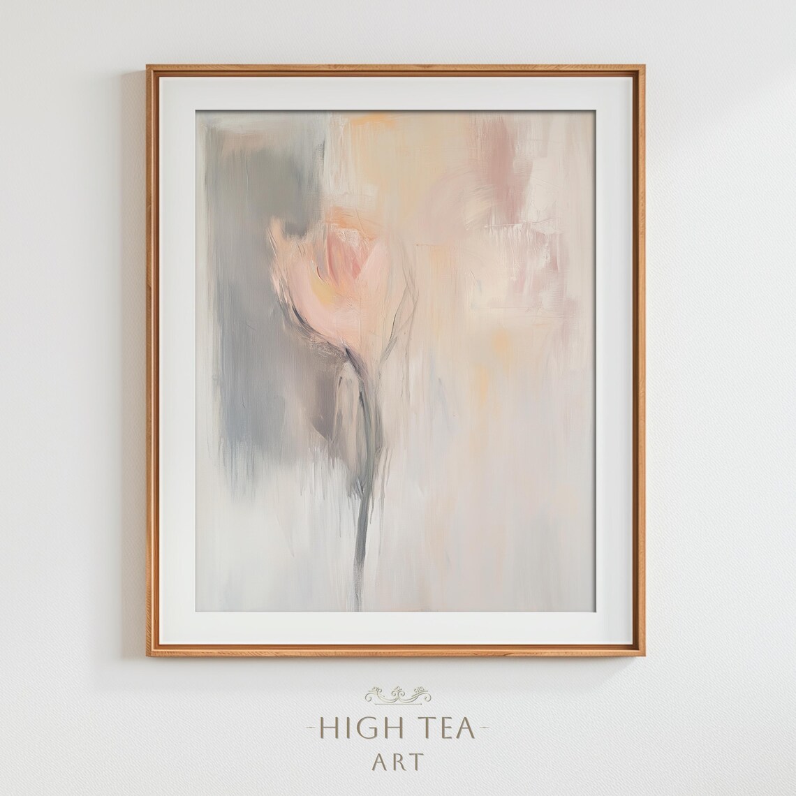 Abstract Peach Rose Oil Painting Art Print