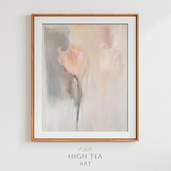 Abstract Peach Rose Oil Painting Art Print