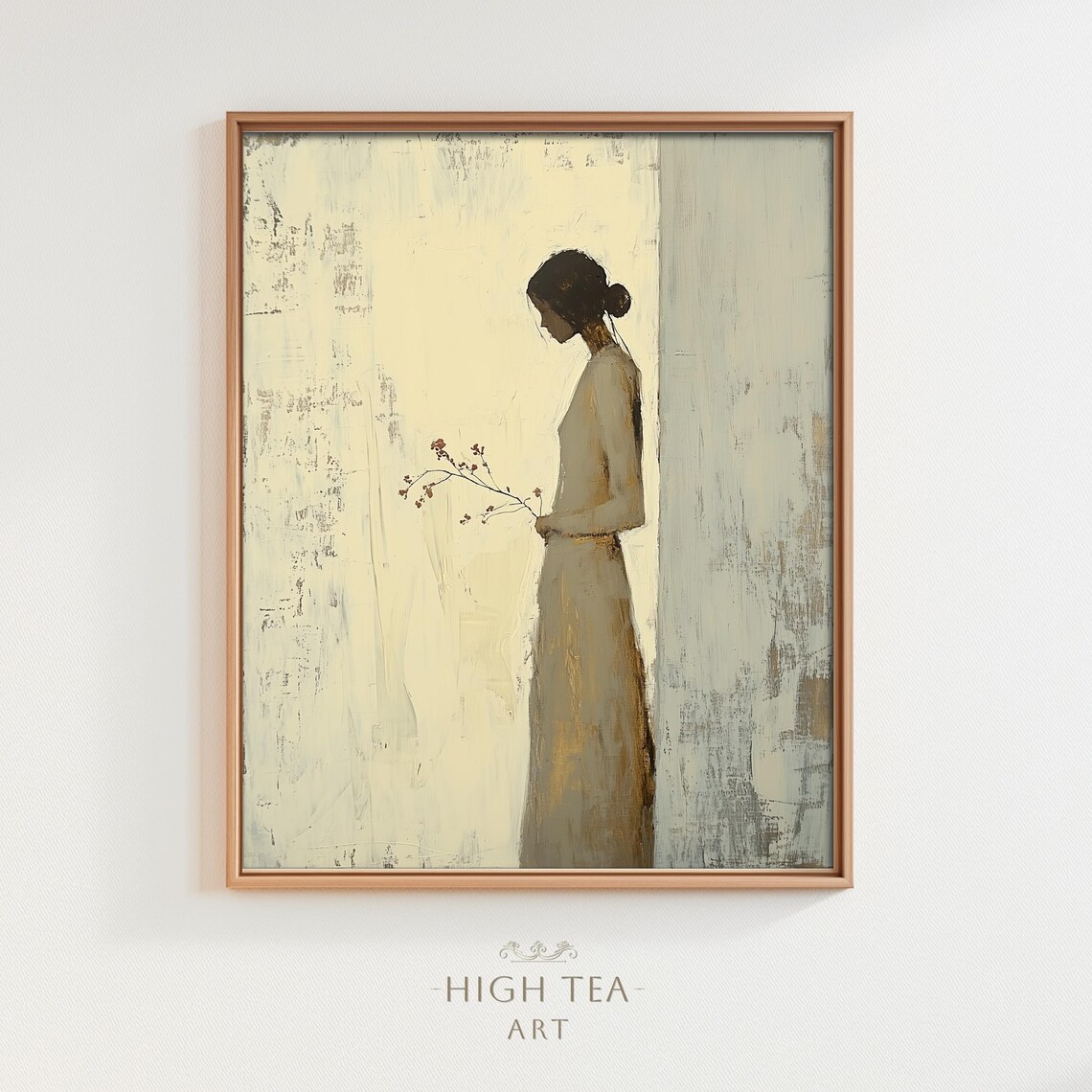 Abstract Moody Woman Portrait Oil Painting Neutral Minimalist Figure Poster