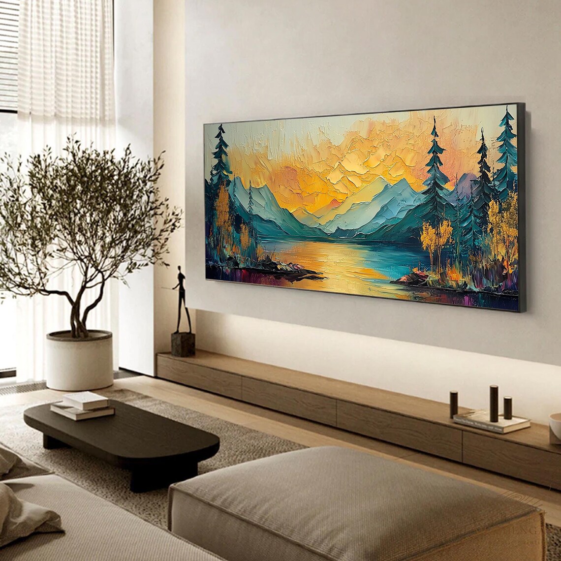 Abstract Mountain Forest Scenery Art Print, Modern Decor - Image 4