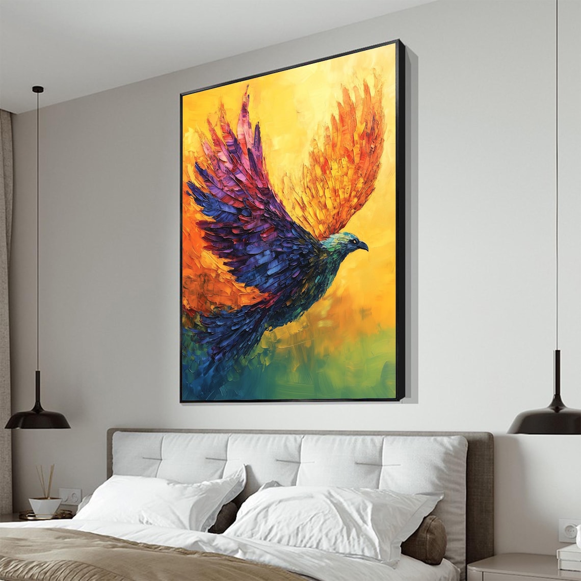 Abstract Eagle Oil Painting, Colorful Bird Wall Art - Image 3