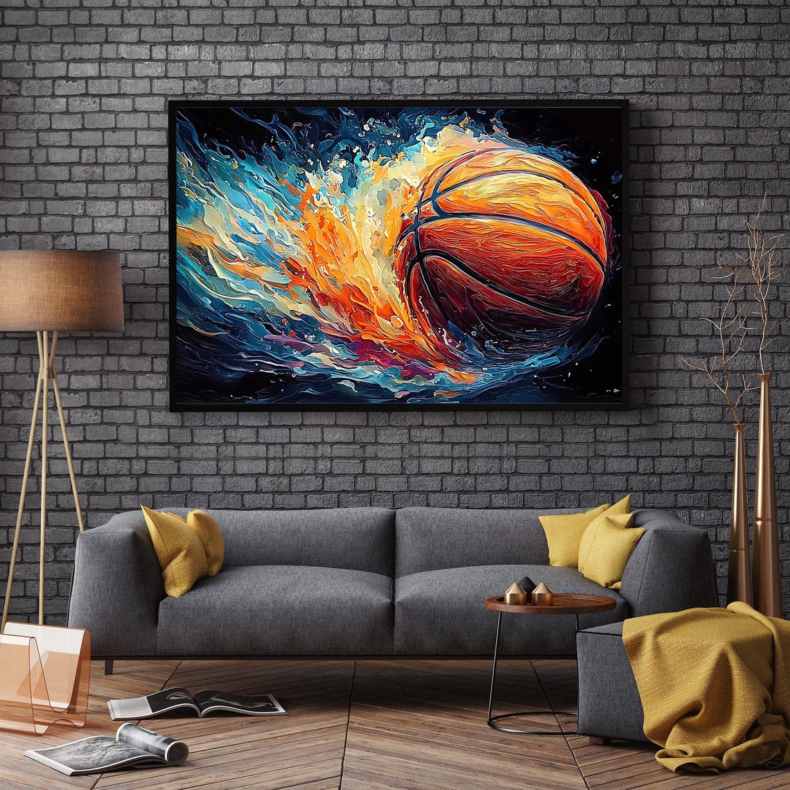 Abstract Basketball Sports Oil Painting On Original Large Textured Wall Art Teenage Athlete Gifts Modern Custom Room Wall Decor - Image 2