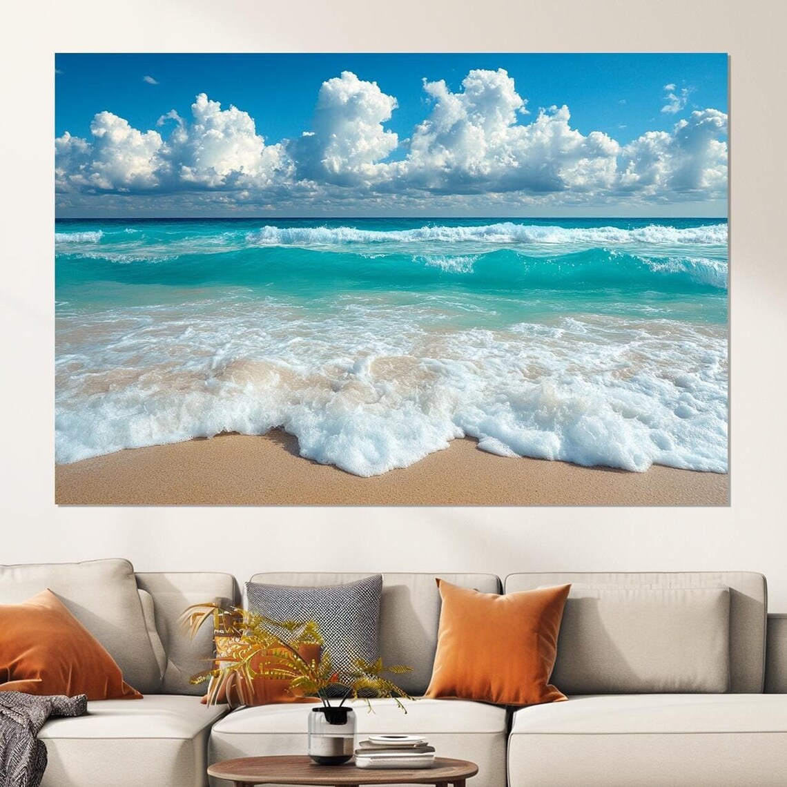 Sea Waves Abstract Ocean Beach Wall Art Print