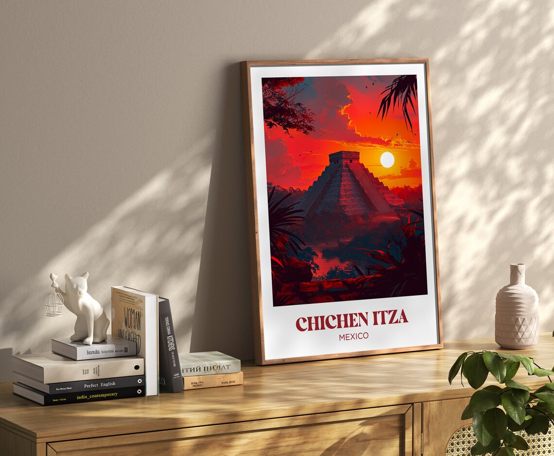 Chichen Itza Travel Poster, Mexico Watercolor Art Print - Image 4