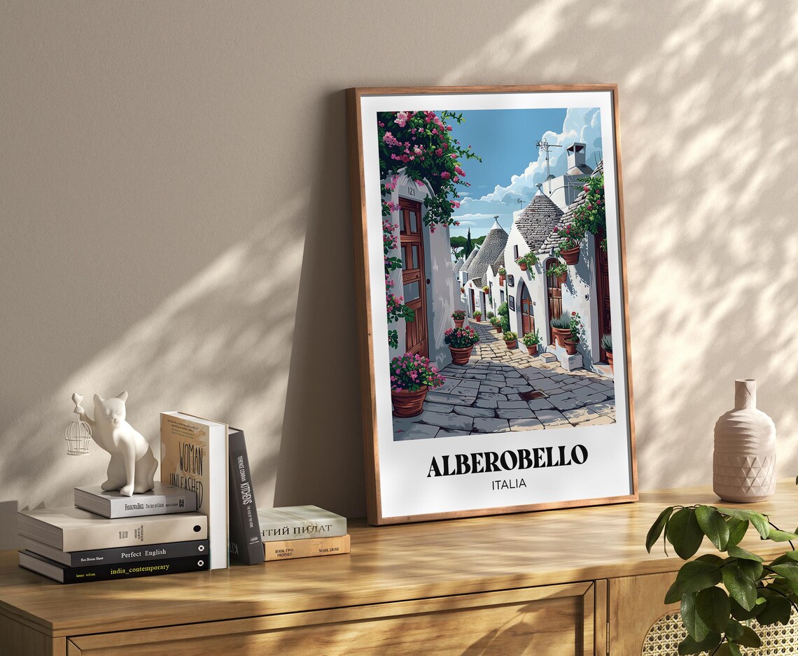 Alberobello Italia Trulli Stone Huts Flower Street Travel Poster - Image 2