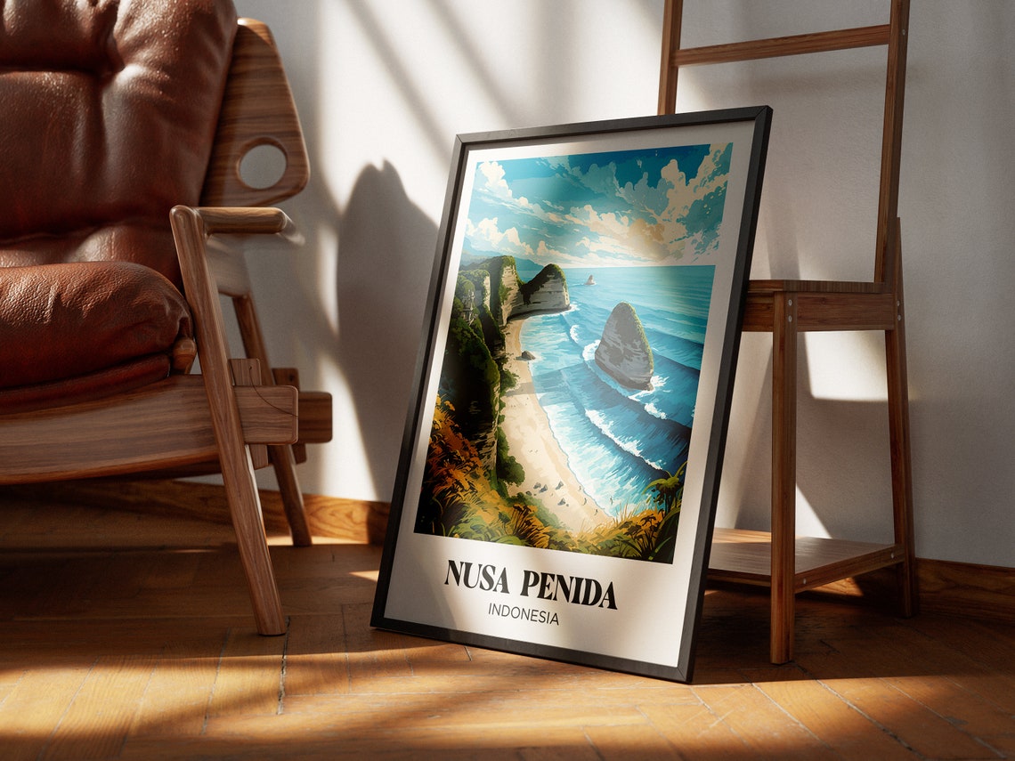 Nusa Penida Indonesia Cliff Beach Sea Stacks Island Travel Poster - Image 2