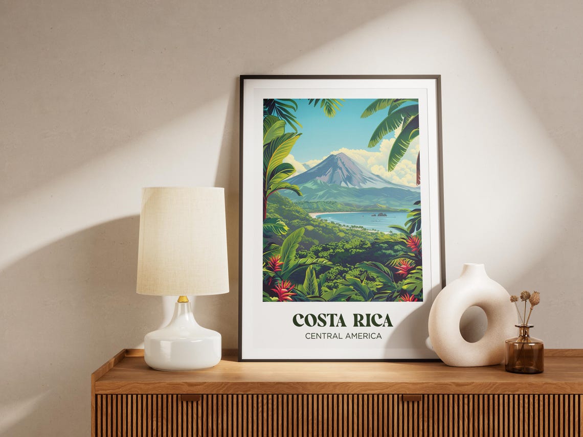 Costa Rica Travel Poster Costa Rica Art Print Costa Rica Painting Illustration Costa Rica Watercolor Home Decor - Image 3