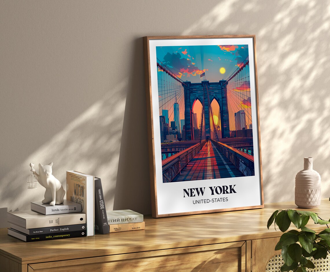 New York City Travel Poster, Retro Watercolor Art Print - Image 4