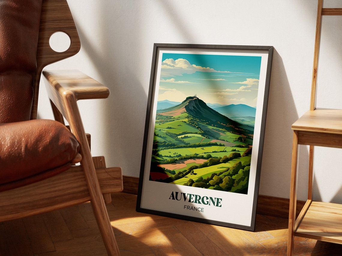 Auvergne Travel Poster France Wall Art Print Auvergne Painting Illustration Puy De Dme Watercolor Home Decor - Image 4