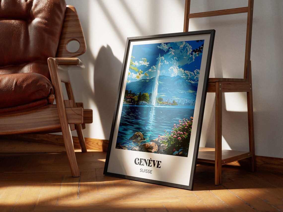 Geneva Lake Switzerland Vintage Travel Poster - Image 3