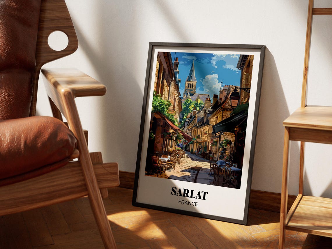Sarlat La Canda Travel Poster Sarlat La Canda Print France Illustrated Painting France Watercolor Decor Dordogne Gift - Image 4