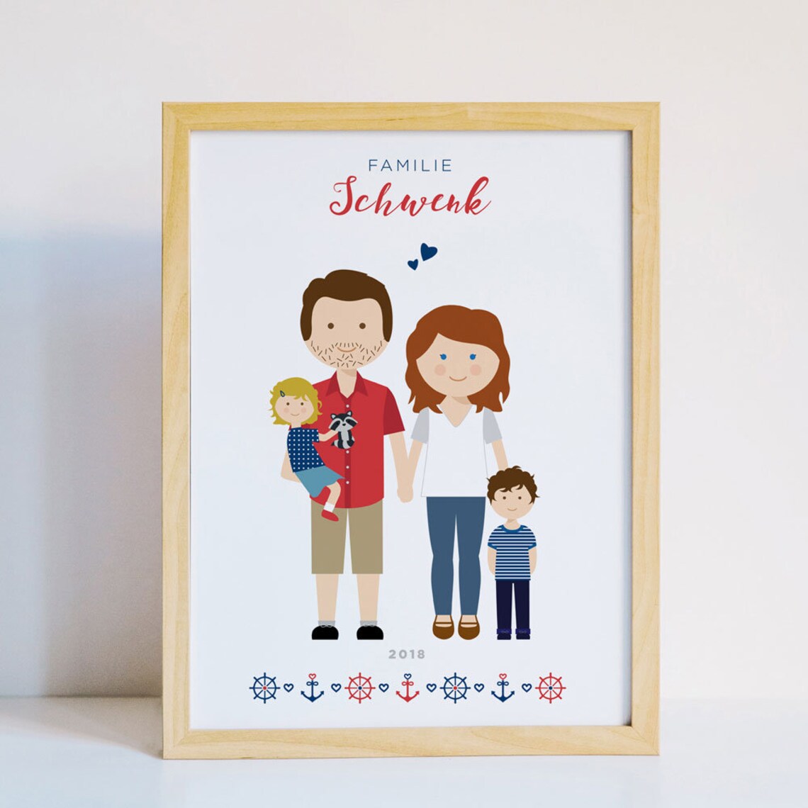 Personalized Gulizia Family with Dog and Cat Illustration Poster - Image 2