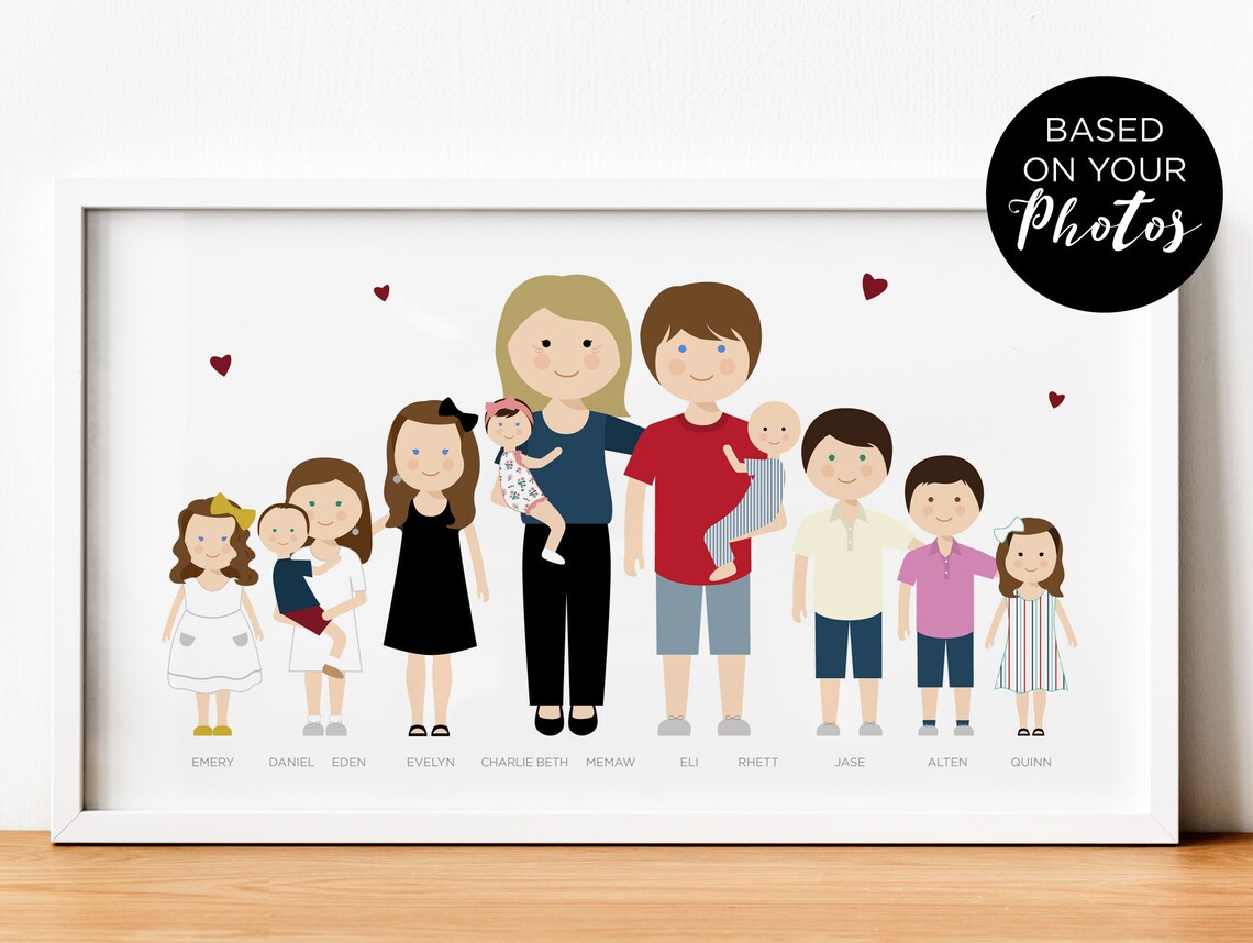 Personalized Morrison Family 2021 of Four Illustration Portrait Poster - Image 4