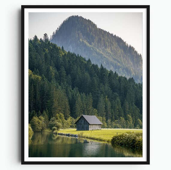 Mountain Cabin Print Austria Print Cabin Poster Print Mountain Decor Austria Wall Art Original Photography