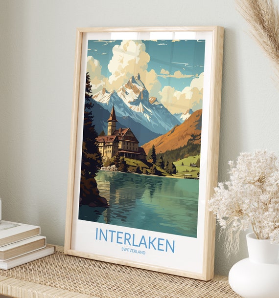 Interlaken Print No 2 Interlaken Poster Interlaken Wall Art Interlaken Art Print Interlaken Artwork Traveler Gift Switzerland
