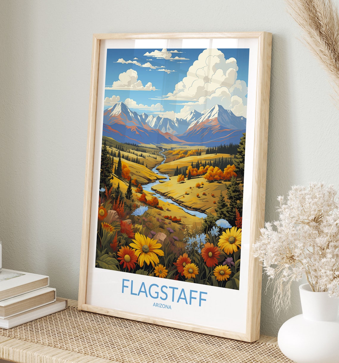 Flagstaff Arizona Blooming Wildflower Meadow Mountain View Poster