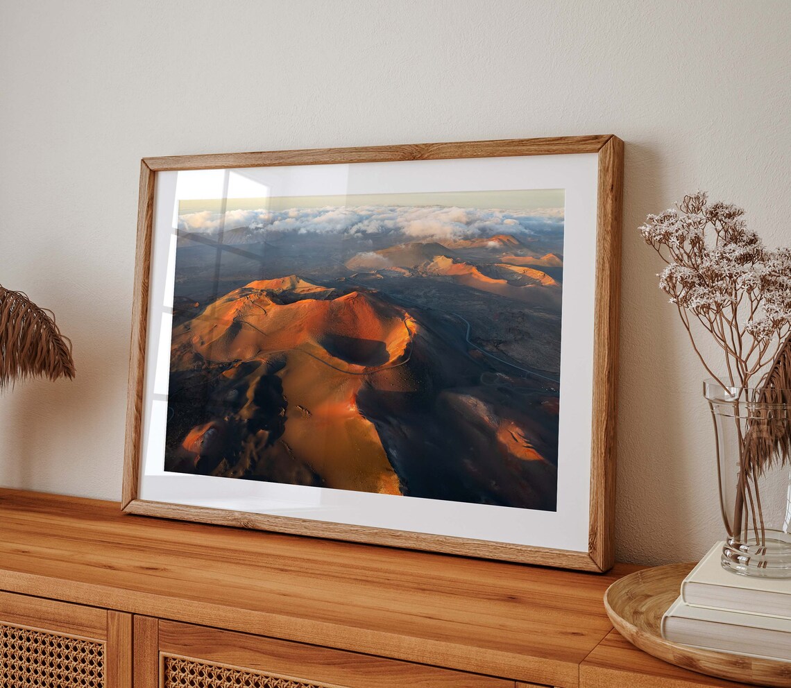 Volcano Lanzarote Print Timanfaya Canary Islands Travel Print Travel Poster Volcanoes Volcano Decor Aerial Photography - Image 2