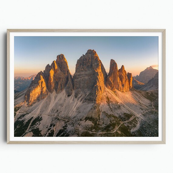 Mountain Wall Art Dolomites Italy Print Italian Alps Photo Tre Cime Di Lavaredo Photo Calming Wall Art Fine Art Photography Sunrise