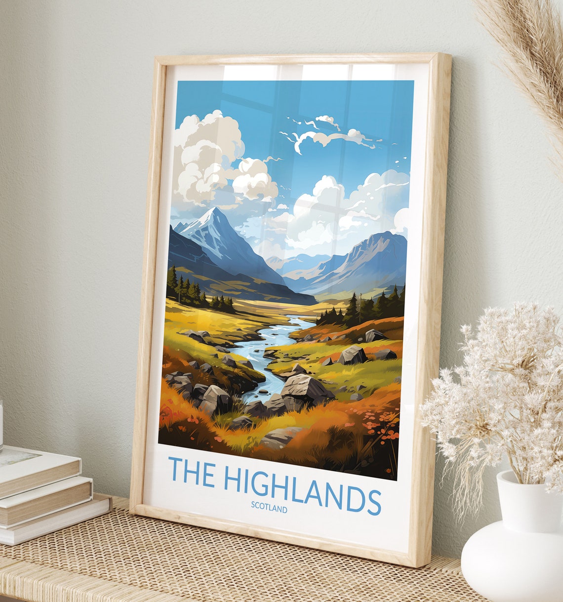 The Highlands Scotland Golden Glen River Valley Vista Poster