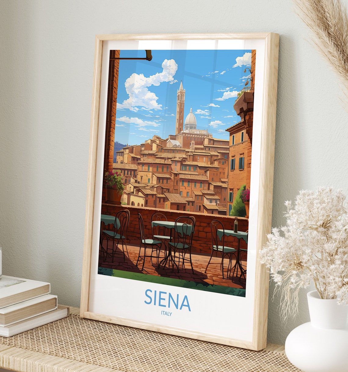 Siena Italy Duomo Cathedral Terrace Cafe Old Town Travel Poster