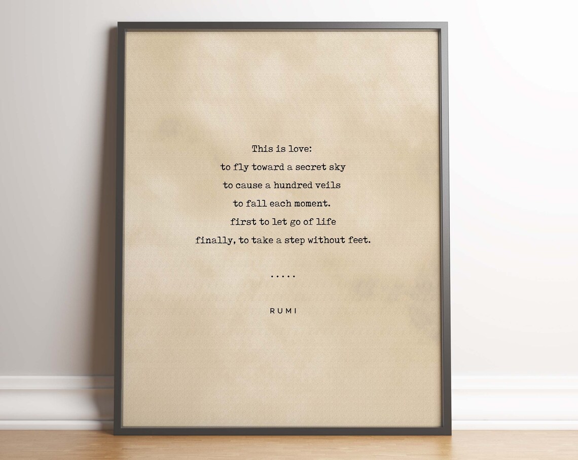 Rumi This Is Love Fly Toward a Secret Sky Typewriter Quote Poster