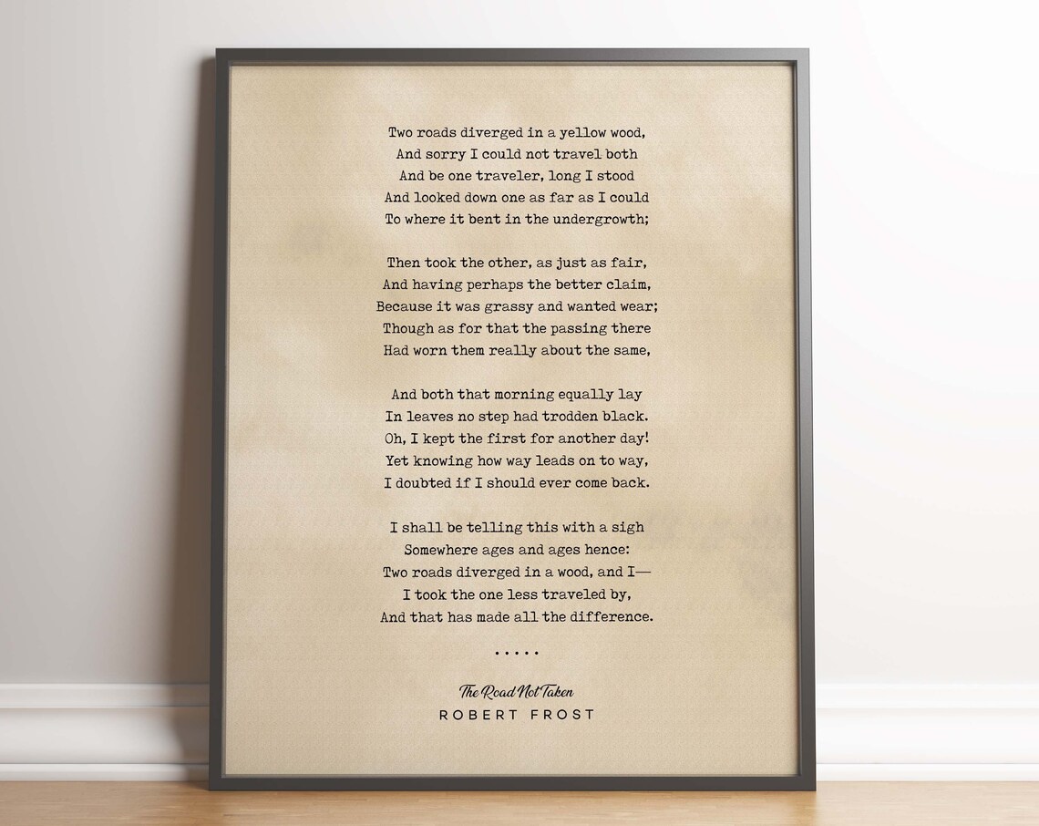 Robert Frost The Road Not Taken Full Poem Literature Quote Poster