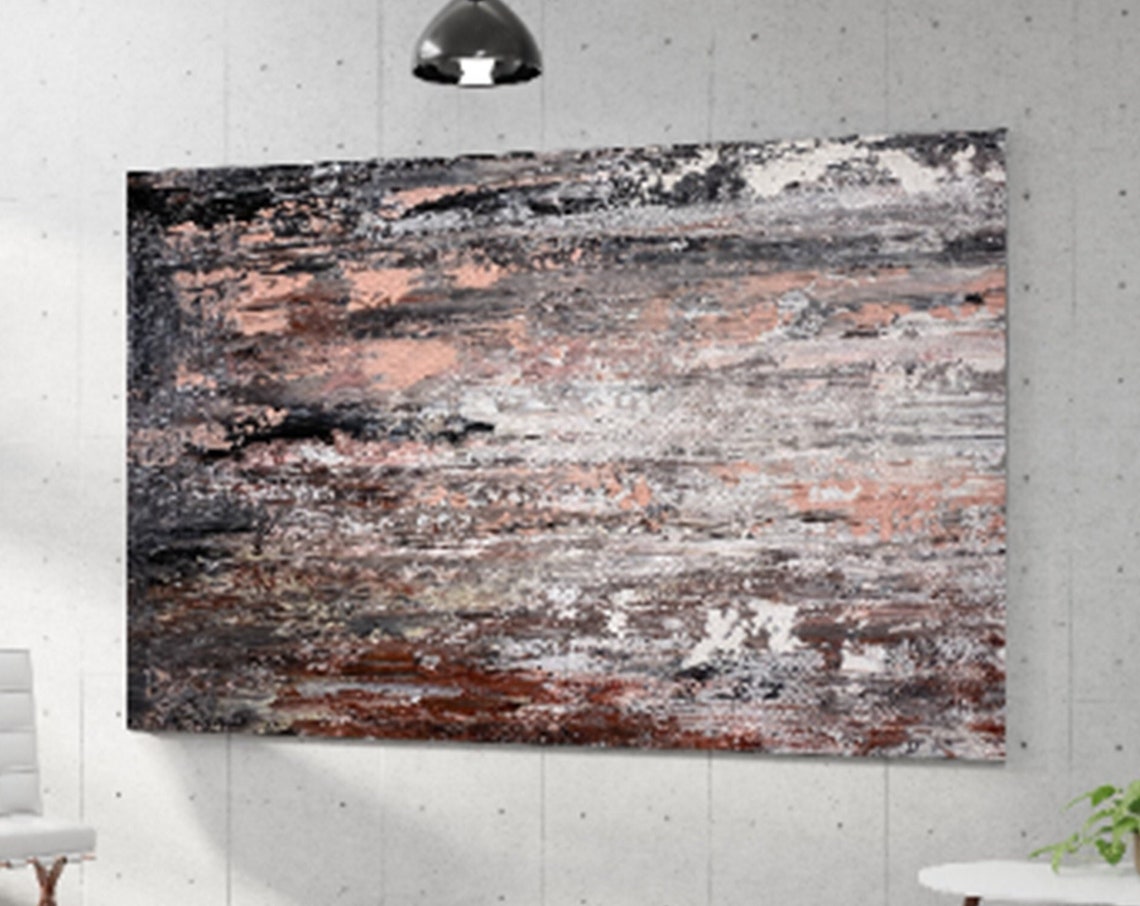 Rustic Brown Textured Horizontal Abstract Painting Modern Wall Poster